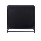 Powell Gordon Commode en bois massif et cannage naturel, pieds en métal noir, 3 tiroirs, noire : style maison de campagne moderne, plateau en manguier