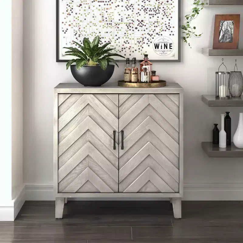 Meuble de bar Friedman avec rangement pour le vin Gris - Finch
