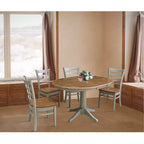 Table à manger ronde extensible 36" Lisa 4 pièces avec chaises Emily Hickory Brown - International Concepts : Bois massif, moderne du milieu du siècle, piètement central
