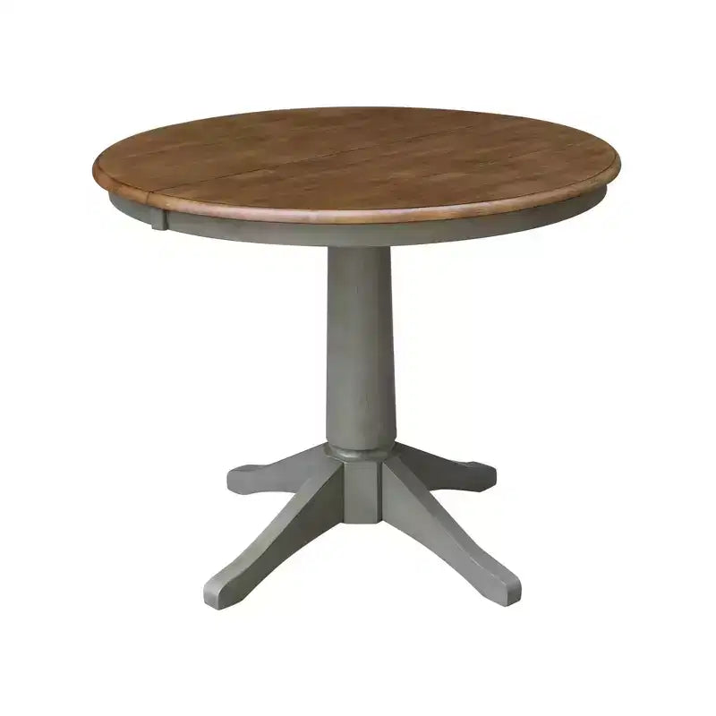 Table à manger ronde extensible 36" Lisa 4 pièces avec chaises Emily Hickory Brown - International Concepts : Bois massif, moderne du milieu du siècle, piètement central