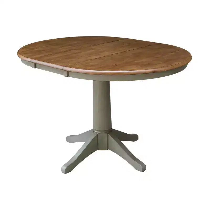 Table à manger ronde extensible 36" Lisa 4 pièces avec chaises Emily Hickory Brown - International Concepts : Bois massif, moderne du milieu du siècle, piètement central