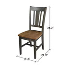 Table à manger ronde à deux rallonges Jordan de 106,7 cm, 3 pièces, avec 2 chaises à dossier ajouré coloris Hickory/Washed Coal - International Concepts