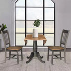 Table à manger ronde à deux rallonges Jordan de 106,7 cm, 3 pièces, avec 2 chaises à dossier ajouré coloris Hickory/Washed Coal - International Concepts