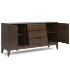 WyndenHall Pearson Sideboard Buffet Walnut Brown: Mid-Century Modern Storage, 3 Drawers, 2 Doors