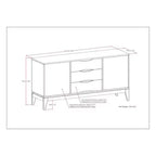WyndenHall Pearson Buffet Noyer Brun: Meuble de rangement moderne du milieu du siècle, 3 tiroirs, 2 portes