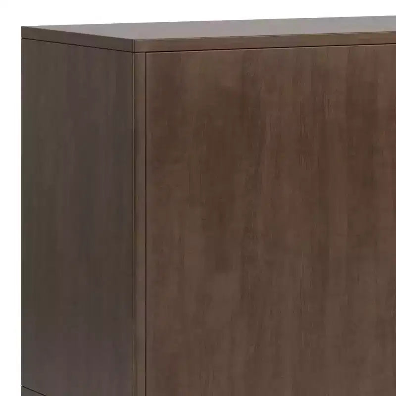 WyndenHall Pearson Buffet Noyer Brun: Meuble de rangement moderne du milieu du siècle, 3 tiroirs, 2 portes