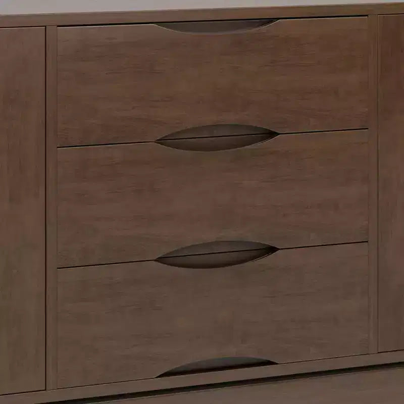 WyndenHall Pearson Buffet Noyer Brun: Meuble de rangement moderne du milieu du siècle, 3 tiroirs, 2 portes