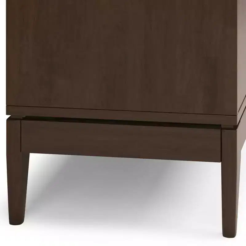 WyndenHall Pearson Buffet Noyer Brun: Meuble de rangement moderne du milieu du siècle, 3 tiroirs, 2 portes