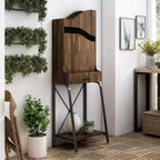 24/7 Shop At Home Joyharbor Industrial 1 Drawer Mini Bar with Shelves Light Hickory: Meuble de rangement pour le vin, capacité de 20 bouteilles