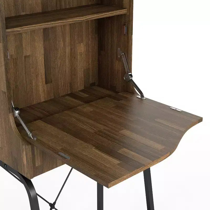 24/7 Shop At Home Joyharbor Industrial 1 Drawer Mini Bar with Shelves Light Hickory: Meuble de rangement pour le vin, capacité de 20 bouteilles