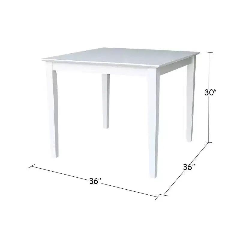 Table carrée en bois massif de 36 po, hauteur salle à manger, blanche - International Concepts