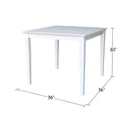 Table carrée en bois massif de 36 po, hauteur salle à manger, blanche - International Concepts