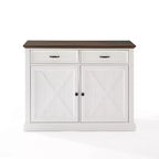 Îlot de cuisine Clifton Blanc vieilli/Marron - Crosley : Étagères réglables, Chariot de rangement, Design de ferme