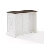 Îlot de cuisine Clifton Blanc vieilli/Marron - Crosley : Étagères réglables, Chariot de rangement, Design de ferme