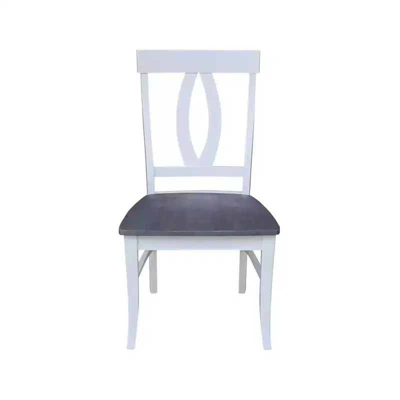 Table à manger Hailey à double rabat de 42 po avec 4 chaises à dossier ajouré Blanc/Gris Bruyère - International Concepts