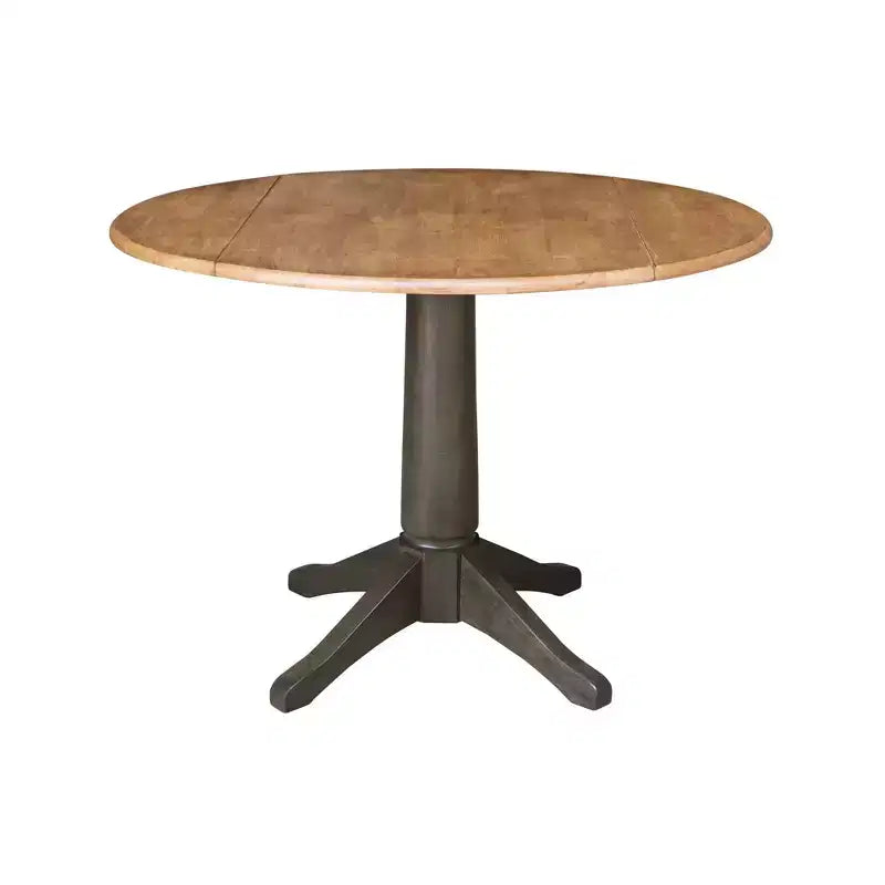 Table de salle à manger ronde à double abattant de 42 po avec 4 chaises à dossier ajouré Noyer/Charbon lavé - International Concepts