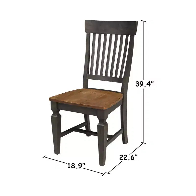 Table de salle à manger ronde à double abattant de 42 po avec 4 chaises à dossier ajouré Noyer/Charbon lavé - International Concepts
