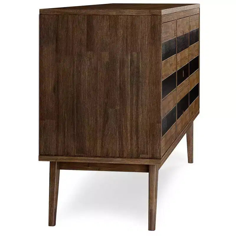 Buffet Wright rustique brun vieilli - Wyndenhall : Milieu de siècle moderne, étagères réglables, bois d'acacia