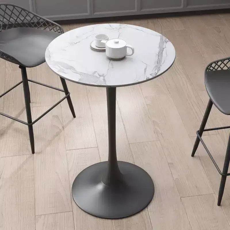 Table à manger haute Kurv aspect marbre blanc/noir - Jamesdar