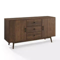 Lucas Sideboard Brown - Crosley: Rustic Mid-Century Modern Buffet with Adjustable Shelves, Drawers, Hardwood Frame