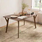 HOMES: Inside + Out Table de salle à manger rectangulaire 59 po Palm Shade de style Mid-Century pour 6 personnes, noyer