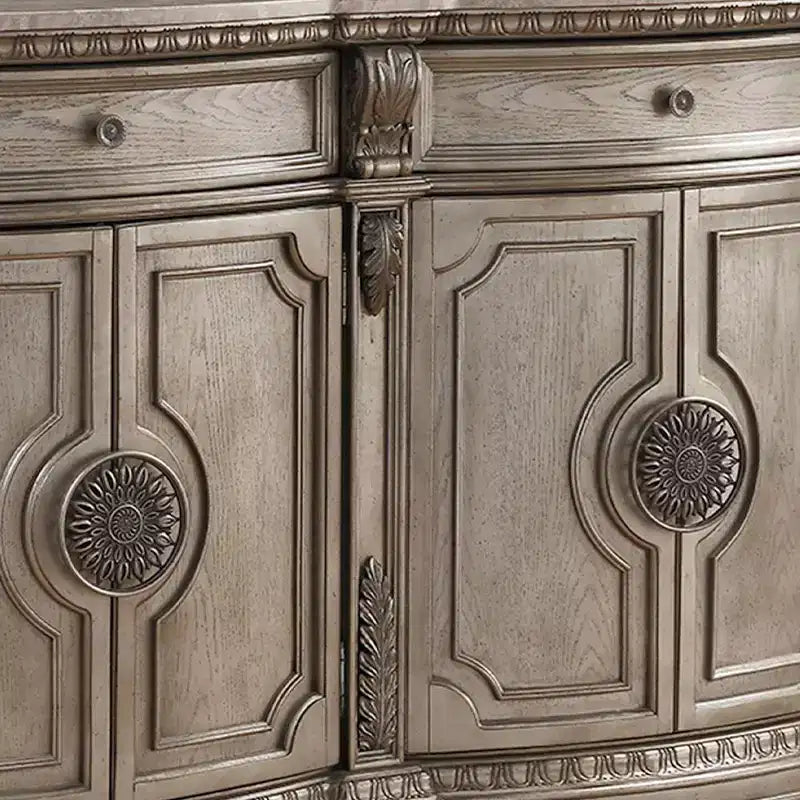 Buffet de service Northville 173 cm en marbre avec rangement, argent antique - Acme Furniture : Aucun assemblage requis, motifs en volutes