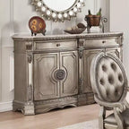 Buffet de service Northville 173 cm en marbre avec rangement, argent antique - Acme Furniture : Aucun assemblage requis, motifs en volutes