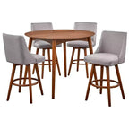 Lifestorey 5pc Derby Mid Century Modern Counter Height Dining Set Walnut/Gray