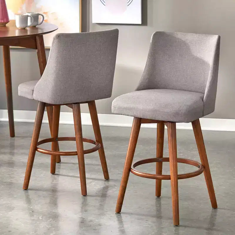 Ensemble de salle à manger Lifestorey 5 pièces Derby mi-siècle moderne hauteur comptoir noyer/gris