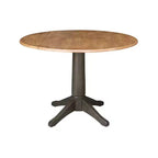 Table de salle à manger ronde 42 po à double rabat avec 2 chaises à dossier ajouré Noyer/Charbon délavé - International Concepts