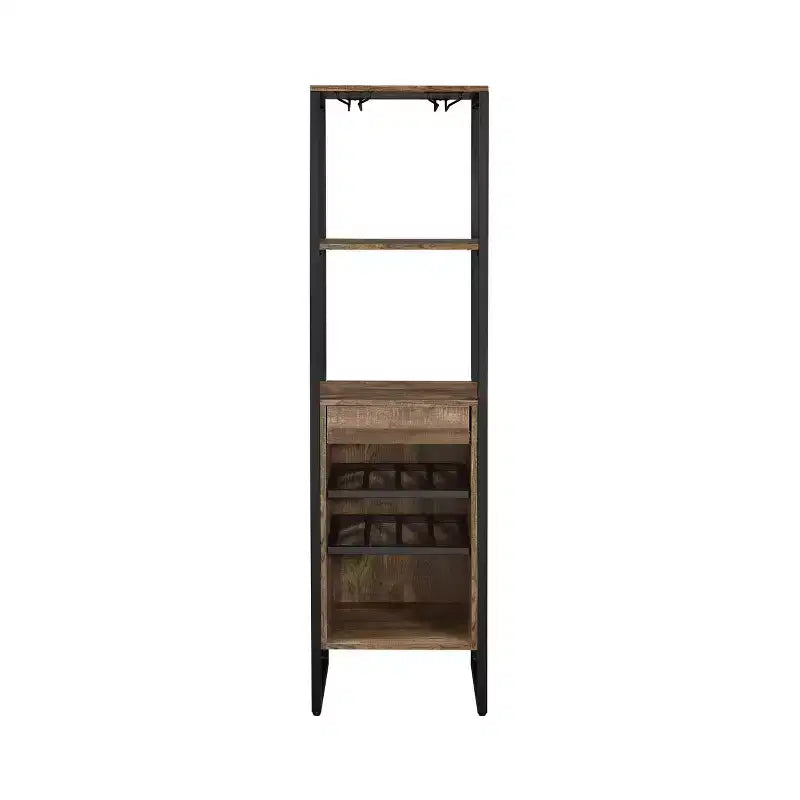 Range-bouteilles Narik en chêne vieilli - Acme Furniture : Autonome, capacité 8 bouteilles, cadre métallique