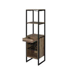 Range-bouteilles Narik en chêne vieilli - Acme Furniture : Autonome, capacité 8 bouteilles, cadre métallique