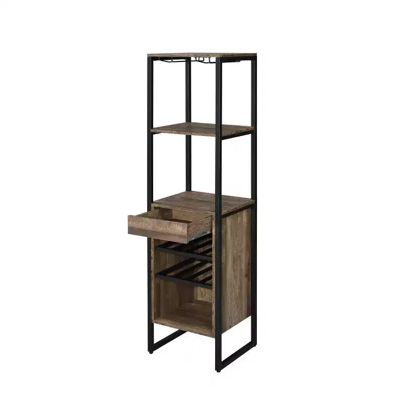 Range-bouteilles Narik en chêne vieilli - Acme Furniture : Autonome, capacité 8 bouteilles, cadre métallique