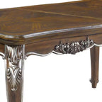 Table à manger Latisha 243,84 cm, finition chêne vieilli - Acme Furniture : Argent brossé à la main, moulures florales, rallonge
