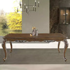 Table à manger Latisha 243,84 cm, finition chêne vieilli - Acme Furniture : Argent brossé à la main, moulures florales, rallonge