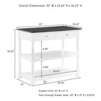 Caitlyn Wood Top Kitchen Island White/Dark Brown - Crosley : Rangement, pieds tournés, étagères fixes