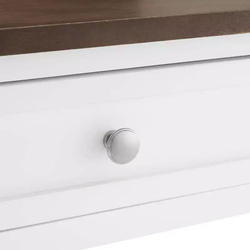 Caitlyn Wood Top Kitchen Island White/Dark Brown - Crosley : Rangement, pieds tournés, étagères fixes