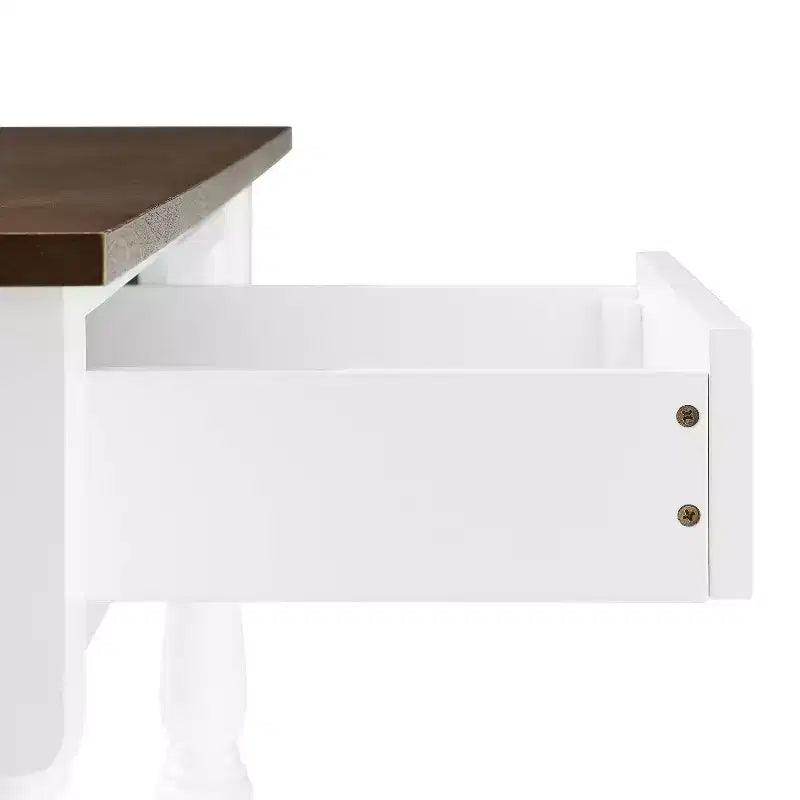 Caitlyn Wood Top Kitchen Island White/Dark Brown - Crosley : Rangement, pieds tournés, étagères fixes