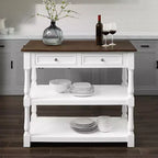 Caitlyn Wood Top Kitchen Island White/Dark Brown - Crosley : Rangement, pieds tournés, étagères fixes