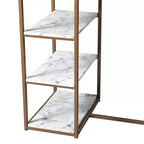 Teamson Home Ensemble de salle à manger Marmo avec plateau en faux marbre et laiton : 3 pièces, style moderne, finition laquée, tabourets rembourrés