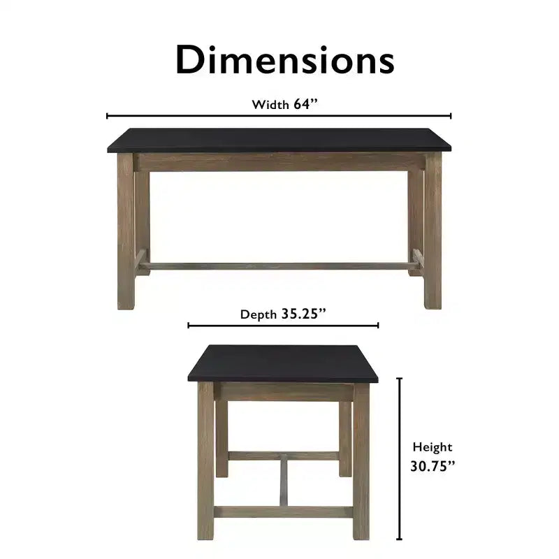 Table à manger Elmhurst noire et gris patiné - Finch