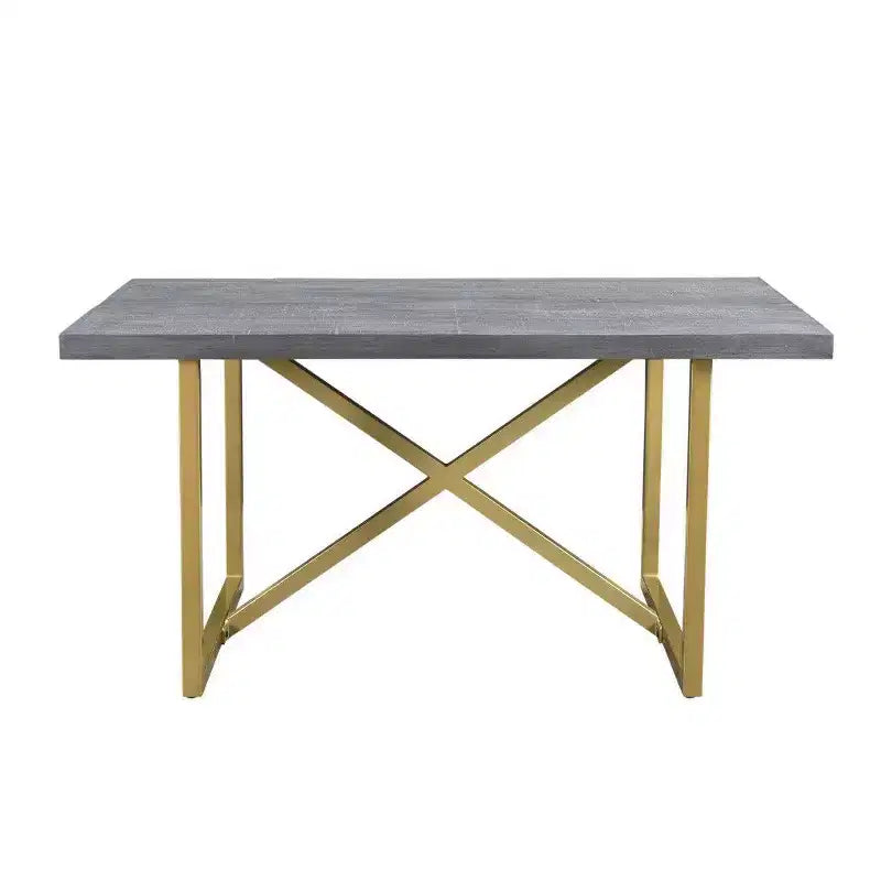 Table à manger en bois de manguier Raven 71 po gris/or - Timbergirl