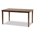 Ensemble de salle à manger 7 pièces Augustine avec revêtement en tissu gris/noyer brun - Baxton Studio : Table rectangulaire moderne, 6 chaises sans accoudoirs
