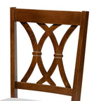 Ensemble de salle à manger 7 pièces Augustine avec revêtement en tissu gris/noyer brun - Baxton Studio : Table rectangulaire moderne, 6 chaises sans accoudoirs