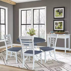Table à manger Carlisle à double abattant de 42 pouces International Concepts avec 4 chaises à dossier ajouré blanc/gris bruyère : cadre en bois dur, base en forme de piédestal