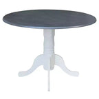 Table à manger Carlisle à double abattant de 42 pouces International Concepts avec 4 chaises à dossier ajouré blanc/gris bruyère : cadre en bois dur, base en forme de piédestal