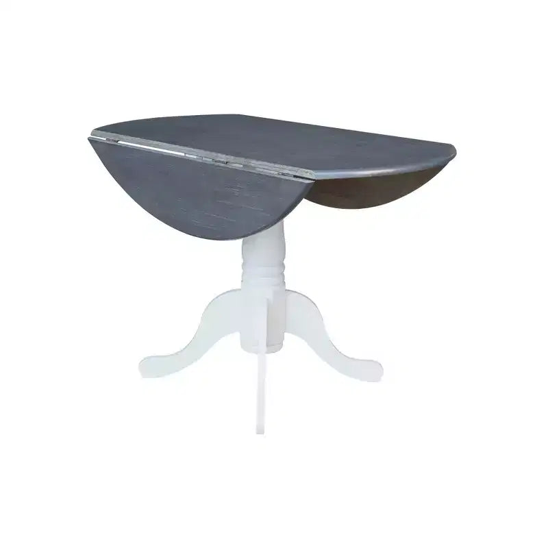 Table à manger Carlisle à double abattant de 42 pouces International Concepts avec 4 chaises à dossier ajouré blanc/gris bruyère : cadre en bois dur, base en forme de piédestal