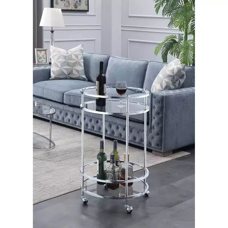 Desserte de bar Royal Crest avec roulettes chrome - Breighton Home