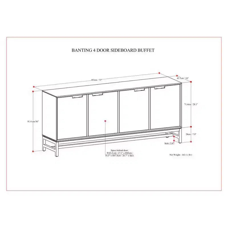 Bahut 4 portes WyndenHall Devlin marron noyer