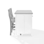Îlot de cuisine Silvia avec dessus en acier inoxydable et tabourets à dossier en X Blanc/Gris - Crosley